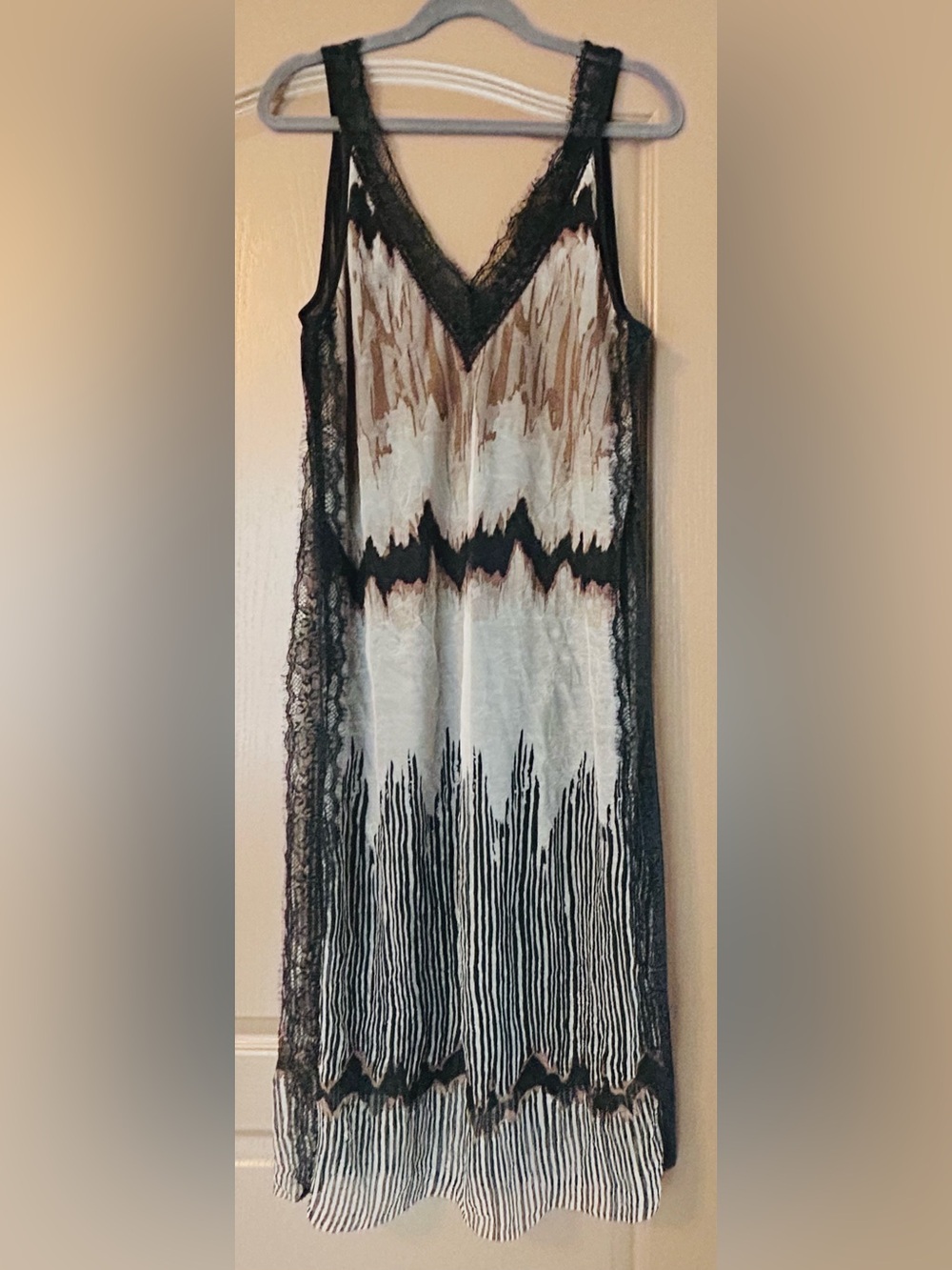 Zara Collection Sheer Lace Mesh Layered Midi Dress Boho Goth M